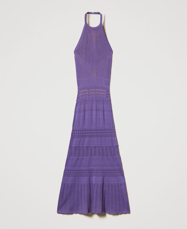 Long punched knit halterneck dress