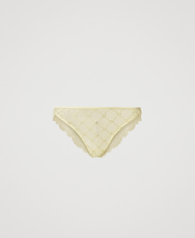 Tulle Brazilian briefs with Oval T Yellow Butter Woman 251LL6C77_12107_S0