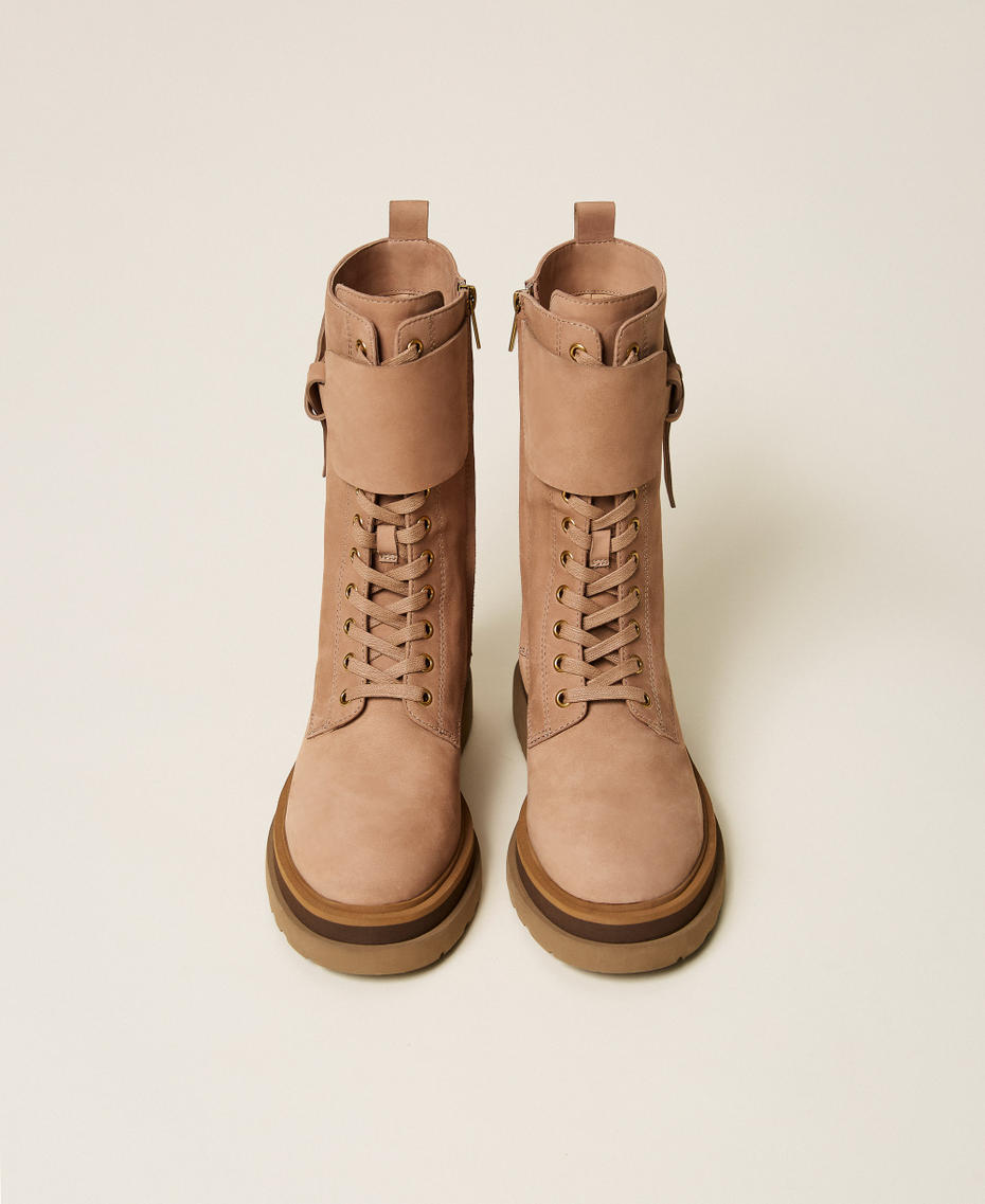 Anfibi in pelle con inserto Beige Nougat Donna 262TGT090_00519_04