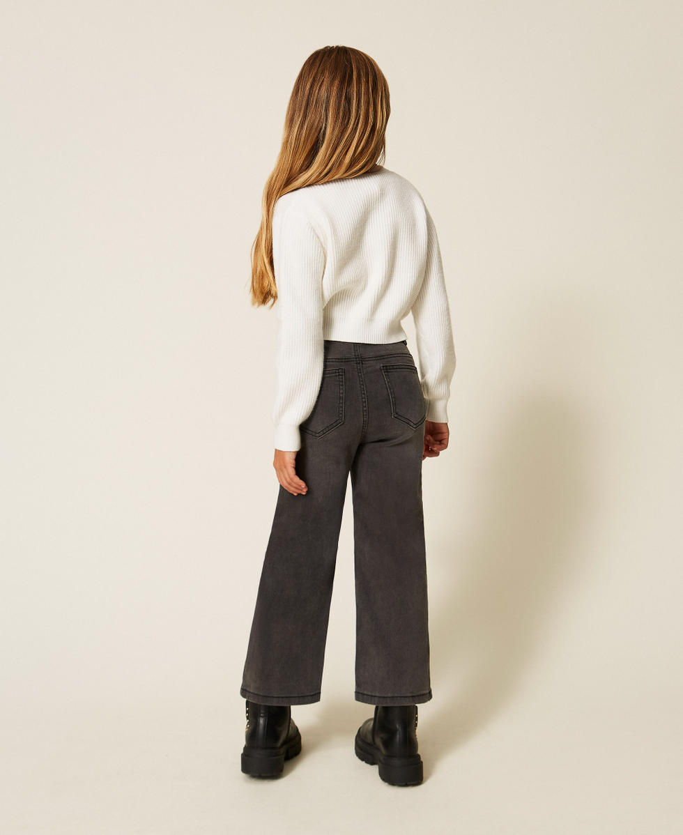 Wide-Leg-M&auml;dchenjeans mit Logokn&ouml;pfen Denim Black Old M&auml;dchen 252GB2250_11835_03