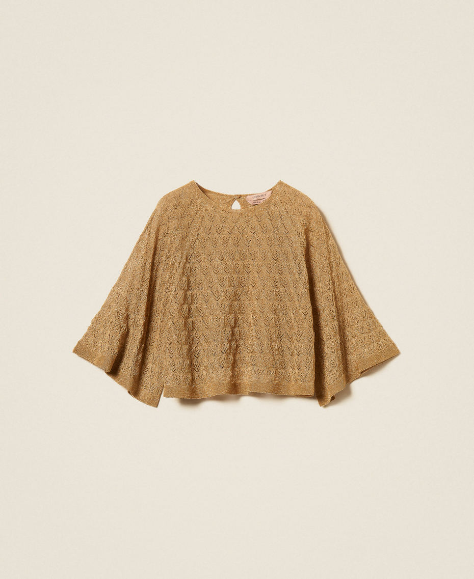 Jersey cropped de doble uso Golden Green Lurex Mujer 262TP3Q31_12454_S0