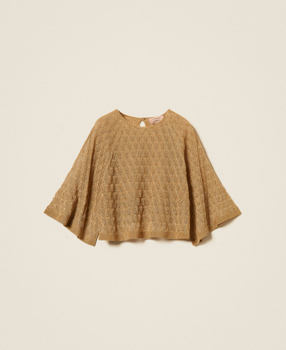 2-in-1-Cropped-Pullover Golden Green Lurex Frau 262TP3Q31_12454_S0