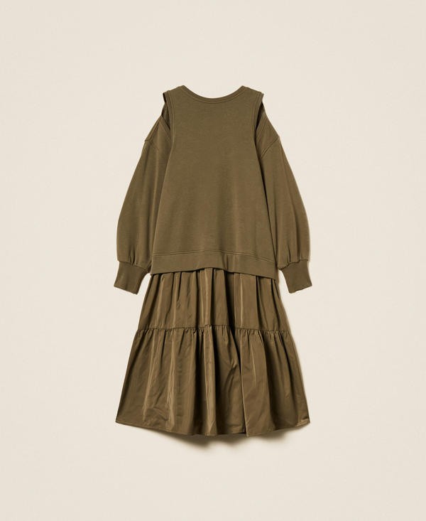 Maxikleid aus Sweatstoff und Taft