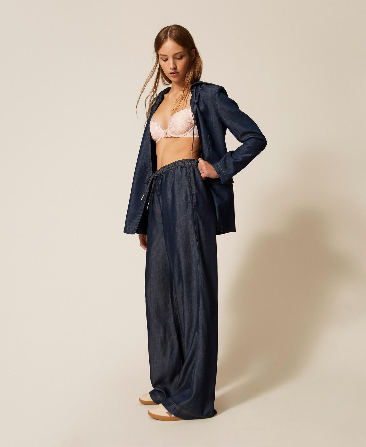 Pantalon ample en chambray Jean Fonc&eacute; Femme 261LL2QGG_01225_02