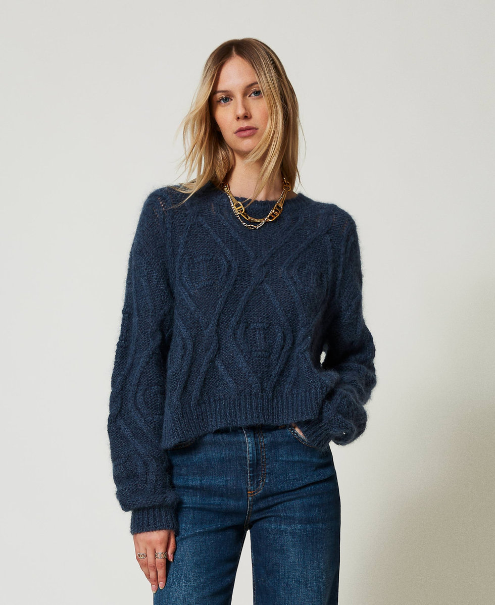 Mohair blend jumper Woman Blue TWINSET Milano