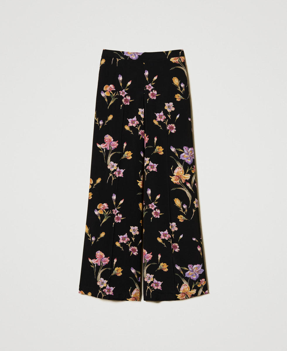 Cr&ecirc;pe de Chine floral trousers