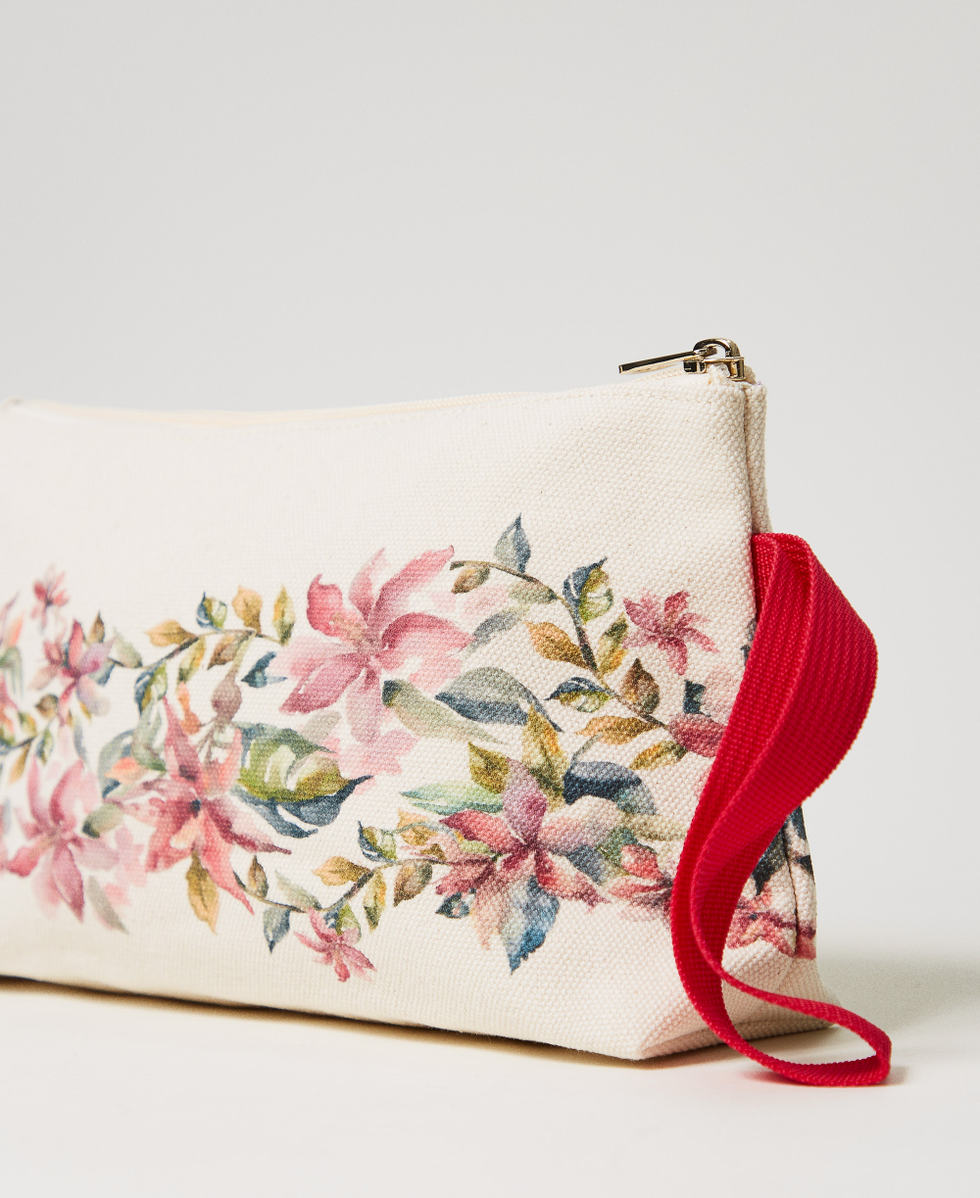 Printed canvas clutch Mother of Pearl/Multicolour Floral Print Woman 251LB7ABB_12194_02