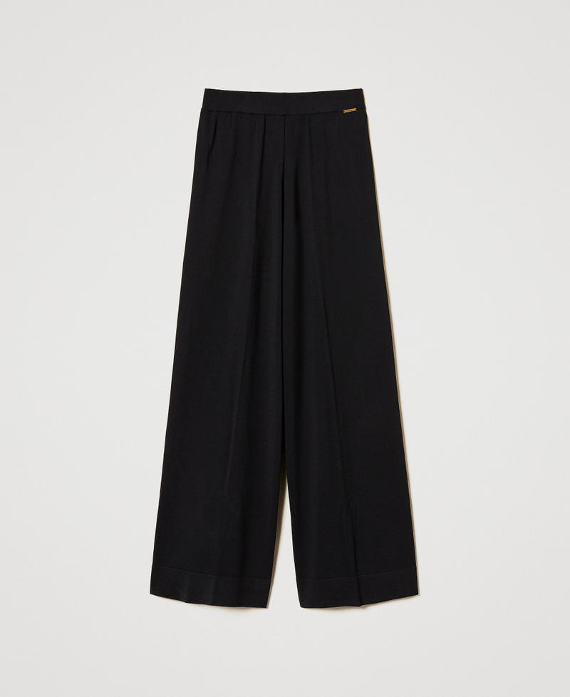 Knit trousers with lurex stripe Black Woman 251LL3DBB_00006_S0