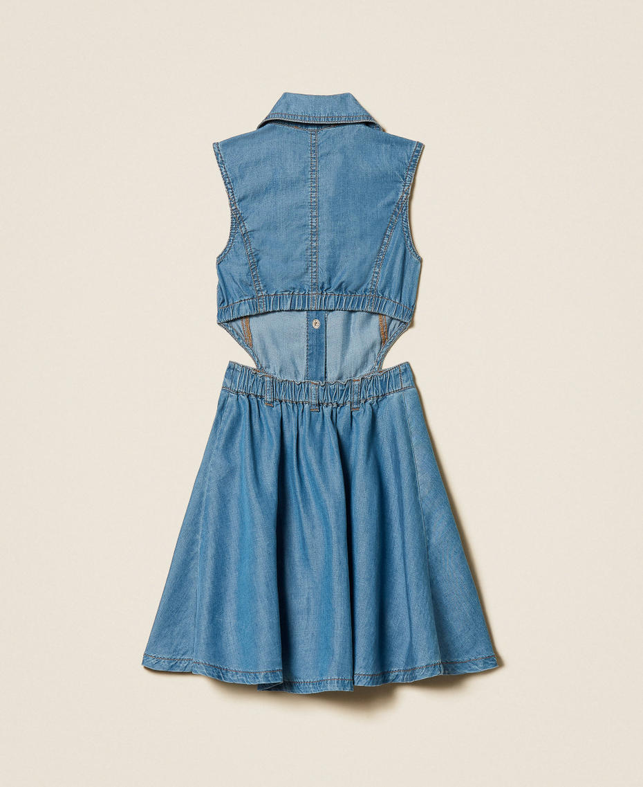 Robe courte en chambray avec d&eacute;coupe Chambray Bleu &laquo;&nbsp;Mid Blue&nbsp;&raquo; Fille 261GJ2074_13235_S1