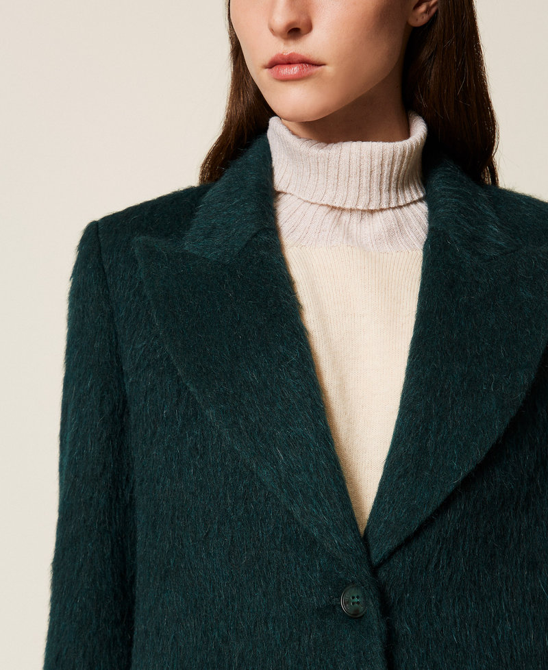 Langer Mantel aus Wollmischgewebe Deep Forest Frau 252TT2220_05247_05