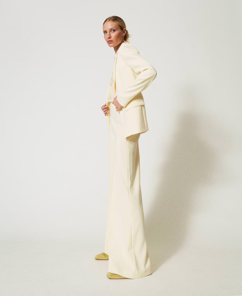 Pantalon palazzo en crêpe fluide Vanille Femme 251TP2102_12143_02