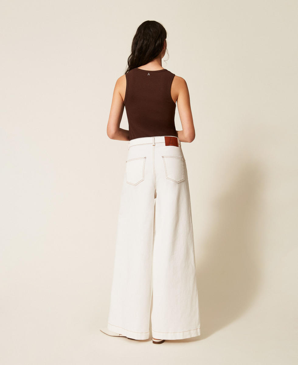 Organic cotton bull wide leg trousers Milk Woman 261AP2384_12577_03