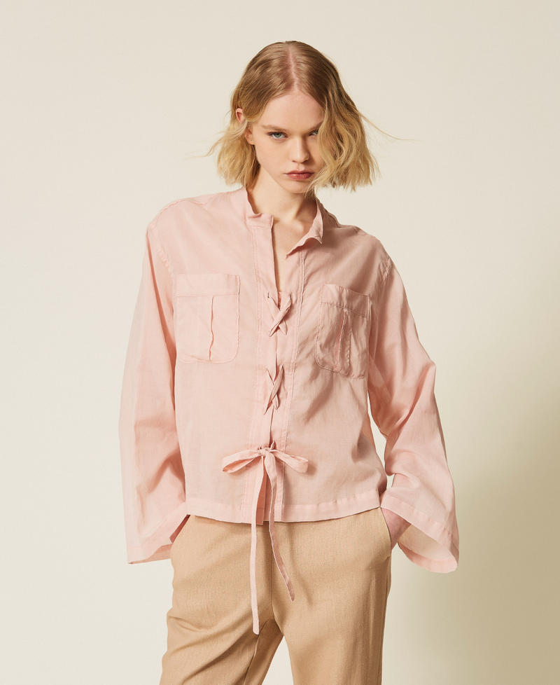 Muslin shirt with ties "Dance" Pink Woman 261TF2052_00816_02