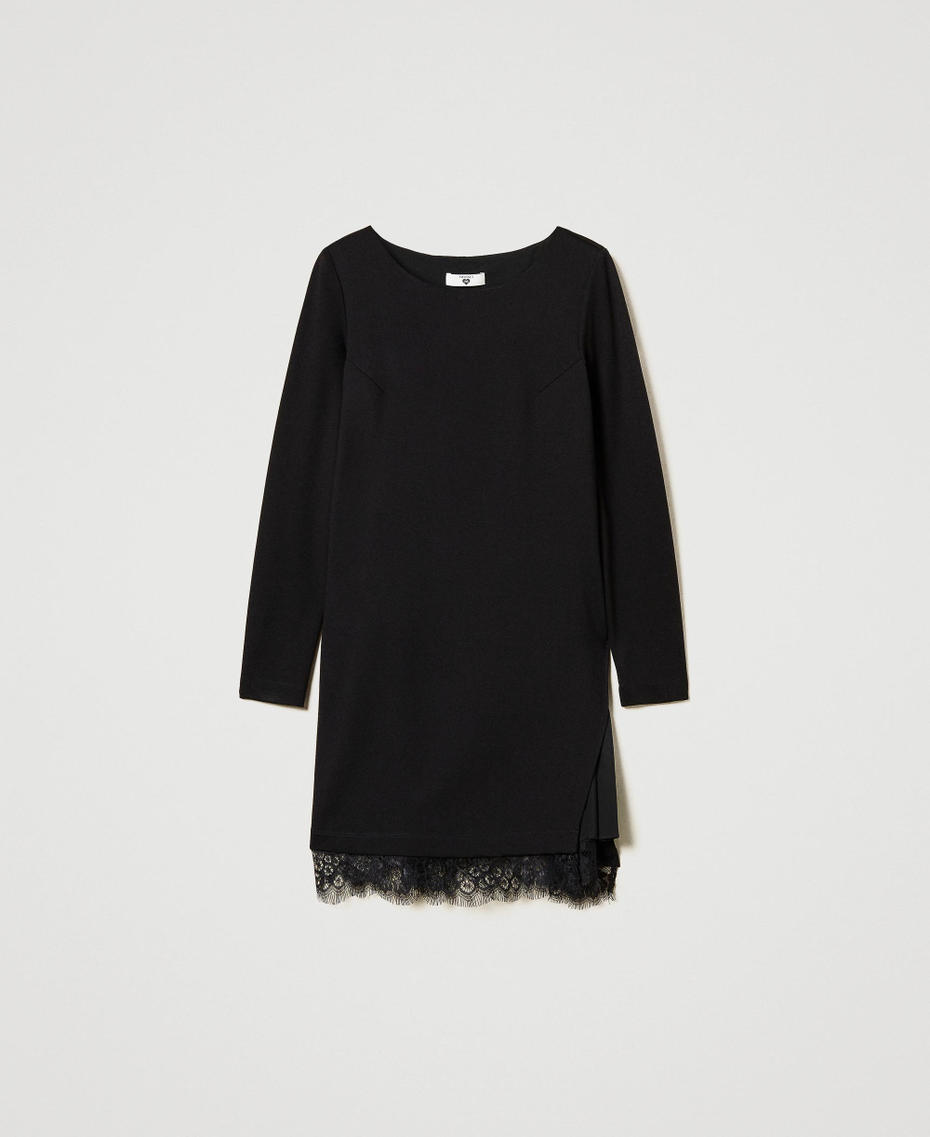 Abito corto con pizzo Nero Donna 242LL2JBB_00006_S0