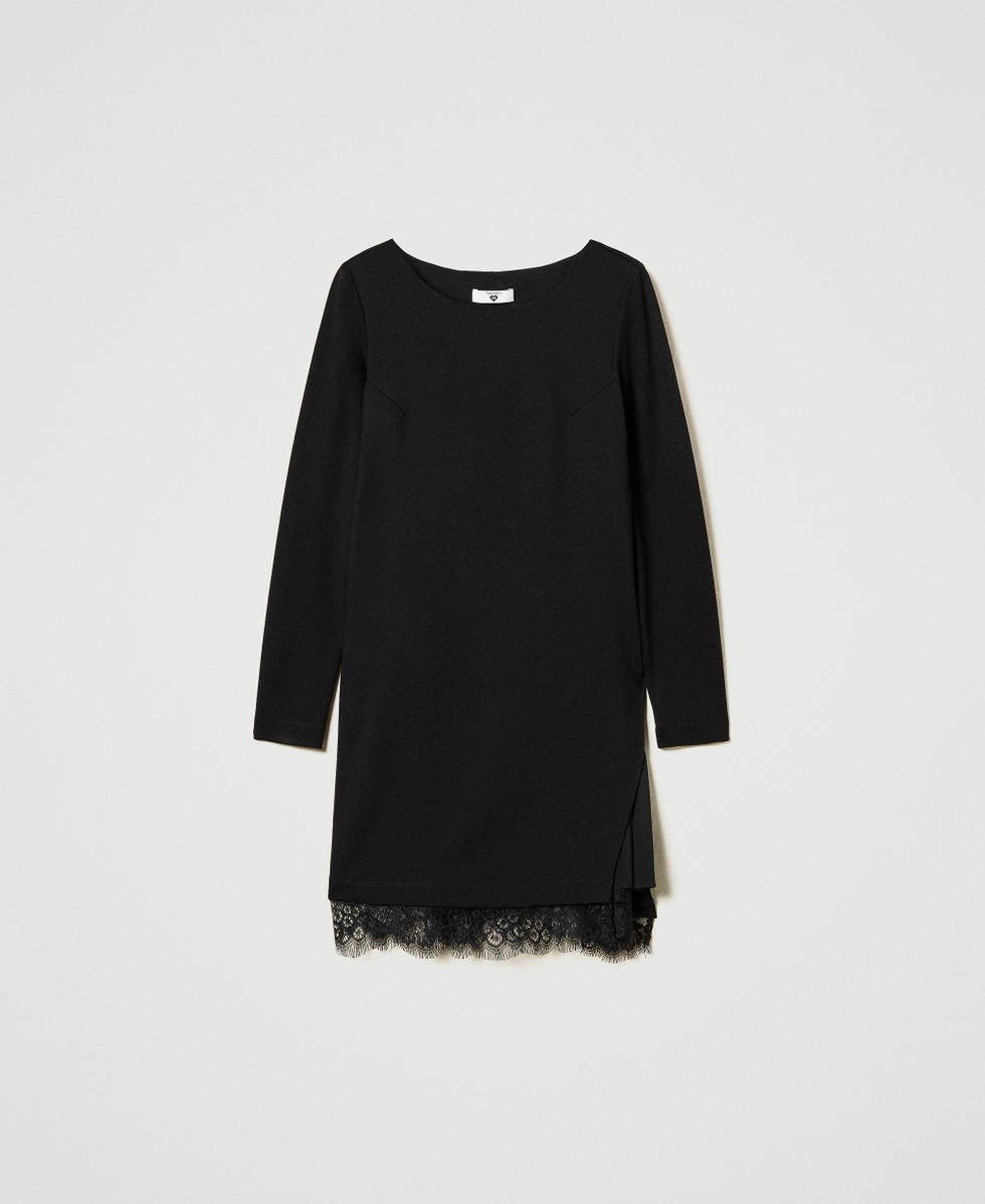 Abito corto con pizzo Nero Donna 242LL2JBB_00006_S0