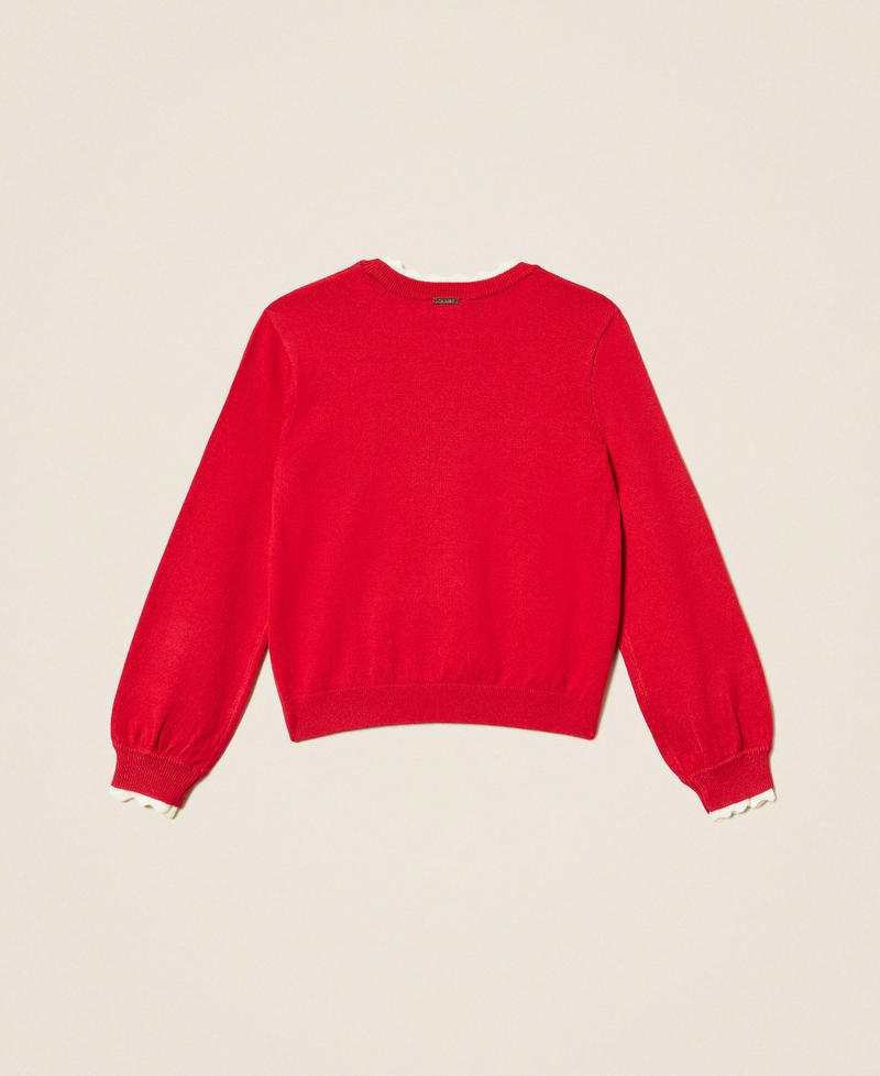 Pull fille avec c&oelig;ur et logo Rouge "Magenta"/Blanc "Neige" Fille 262GB3041_13796_S1