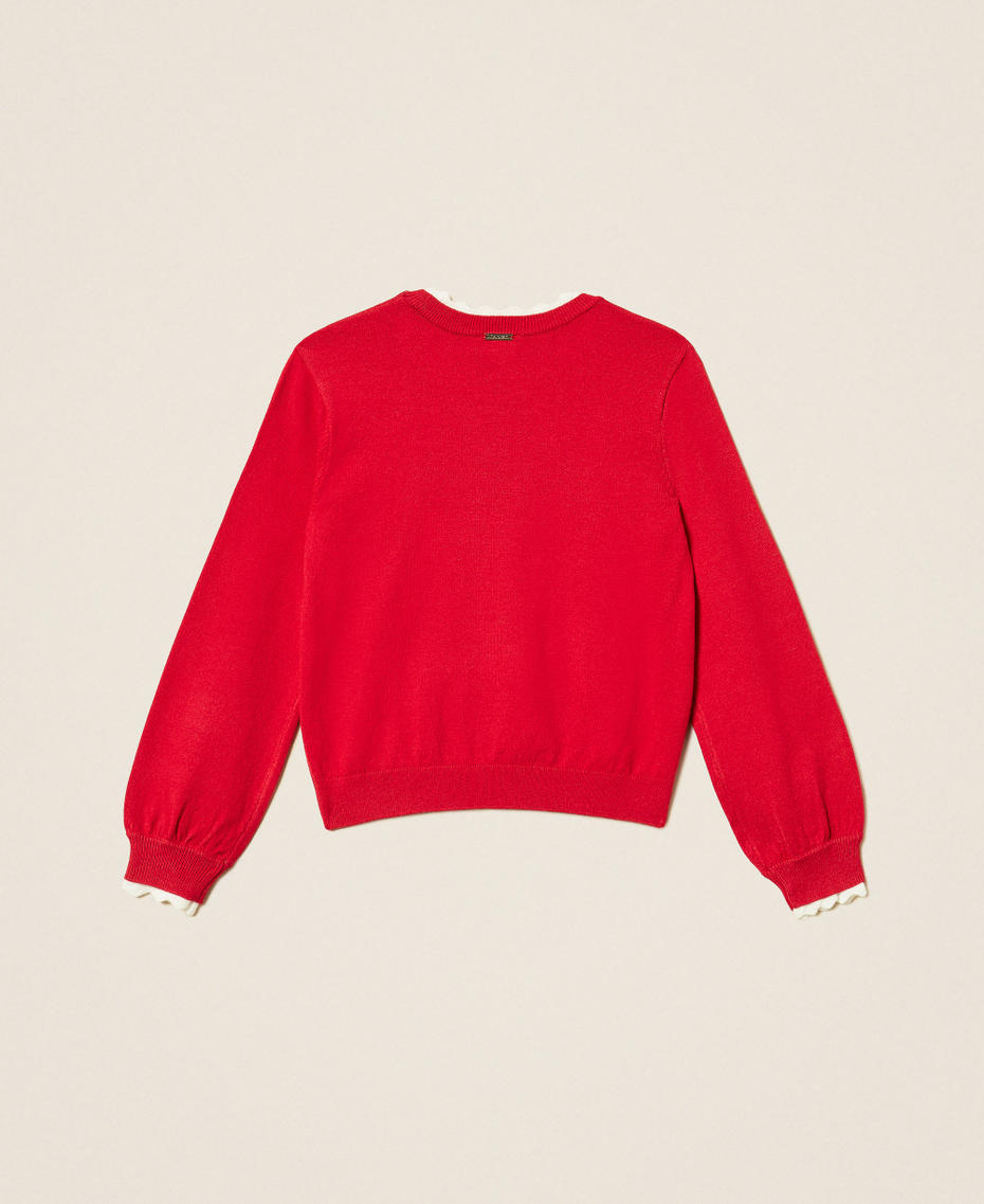 Pull fille avec c&oelig;ur et logo Rouge "Magenta"/Blanc "Neige" Fille 262GB3041_13796_S1