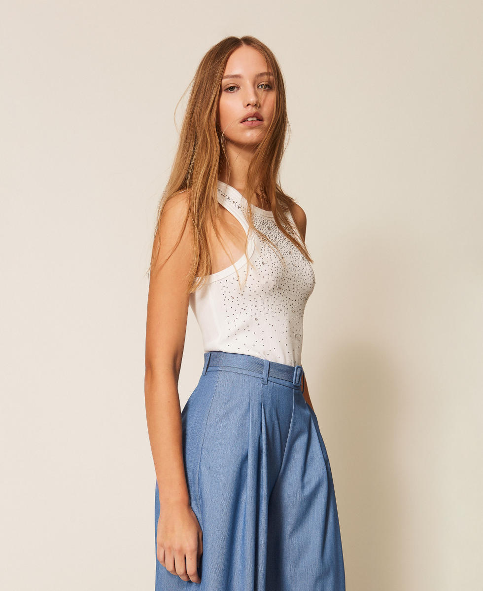 Ribbed top with embroidery Off White Woman 261AP2201_00526_02