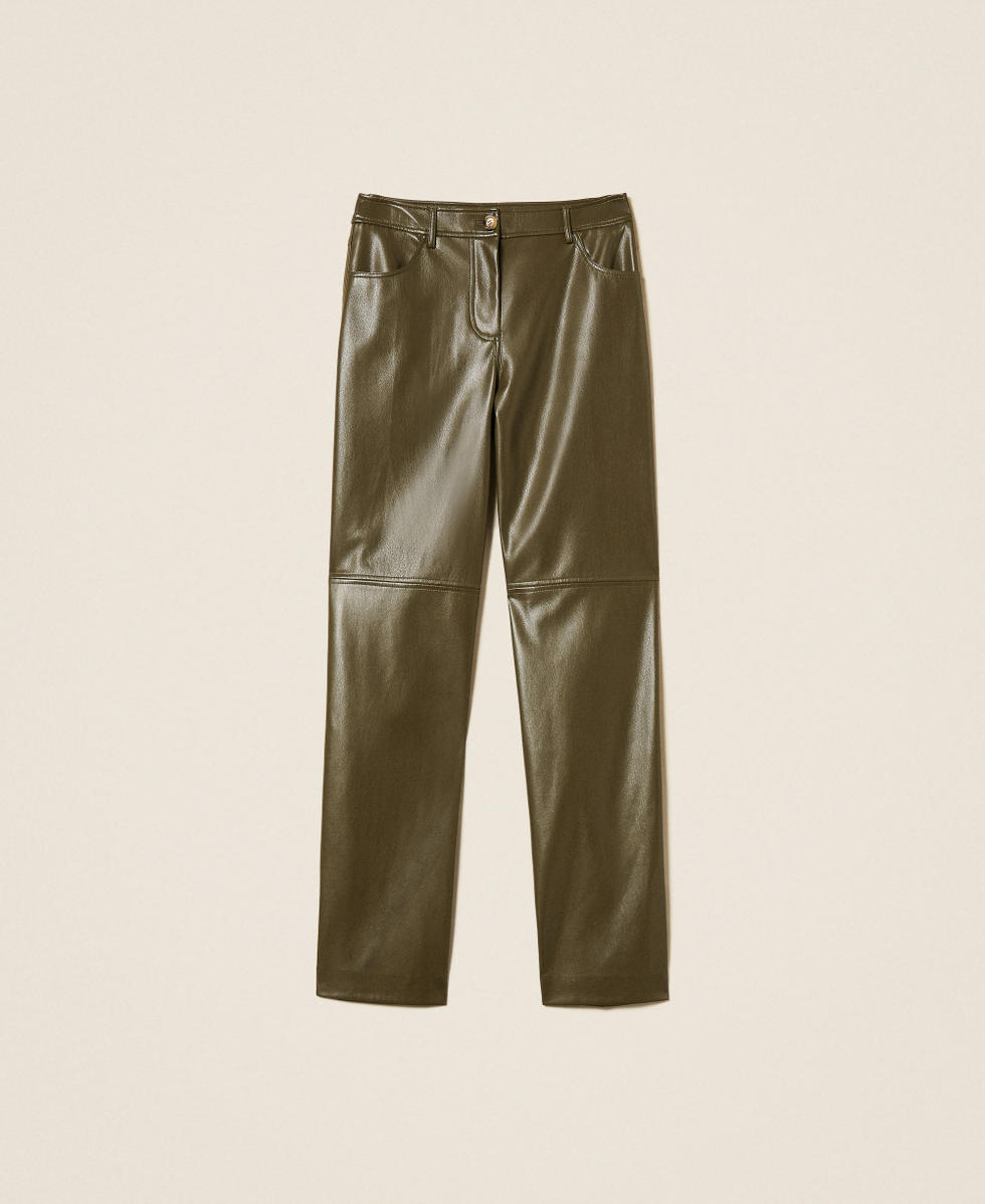 Pantalon cigarette effet cuir