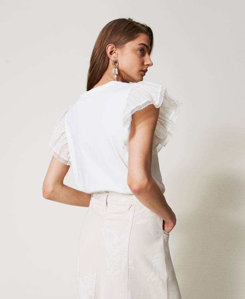T-shirt with fil coup&eacute; sleeves White Snow Woman 251TT2370_00282_03
