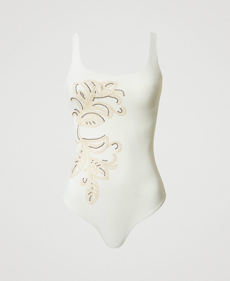 One-piece swimsuit with underwire and embroidery Mother Of Pearl Woman 251LBMYZZ_00059_S0