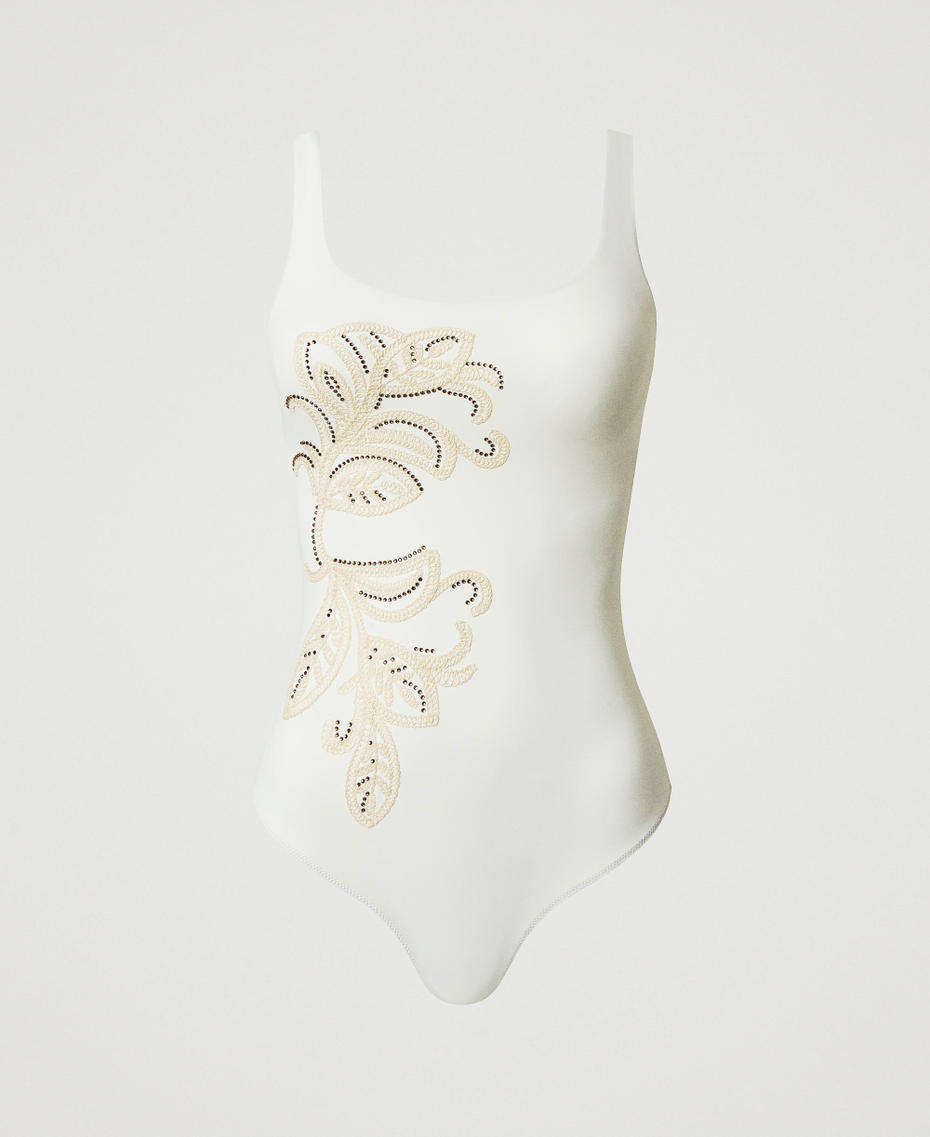 One-piece swimsuit with underwire and embroidery Mother Of Pearl Woman 251LBMYZZ_00059_S0