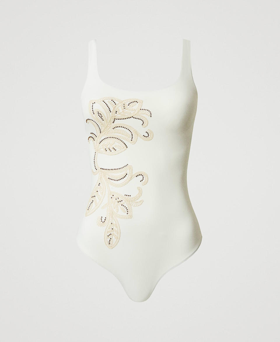 One-piece swimsuit with underwire and embroidery Mother Of Pearl Woman 251LBMYZZ_00059_S0