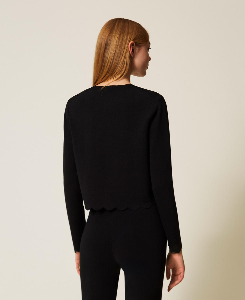 Giacca in maglia con bottoni logati Nero Donna 252TP320A_00006_03