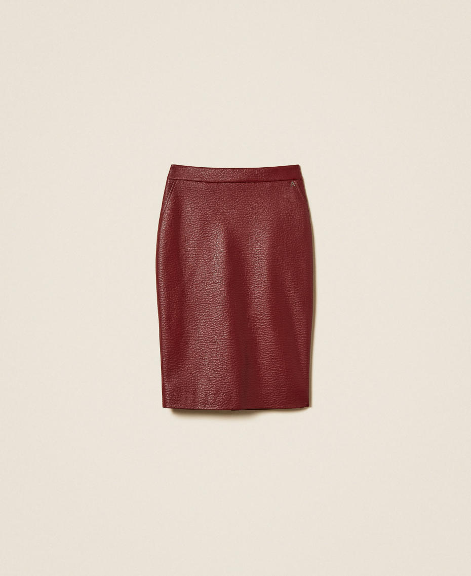 Faux leather midi skirt "Rhubarb" Red Woman 262AP2293_13643_S0