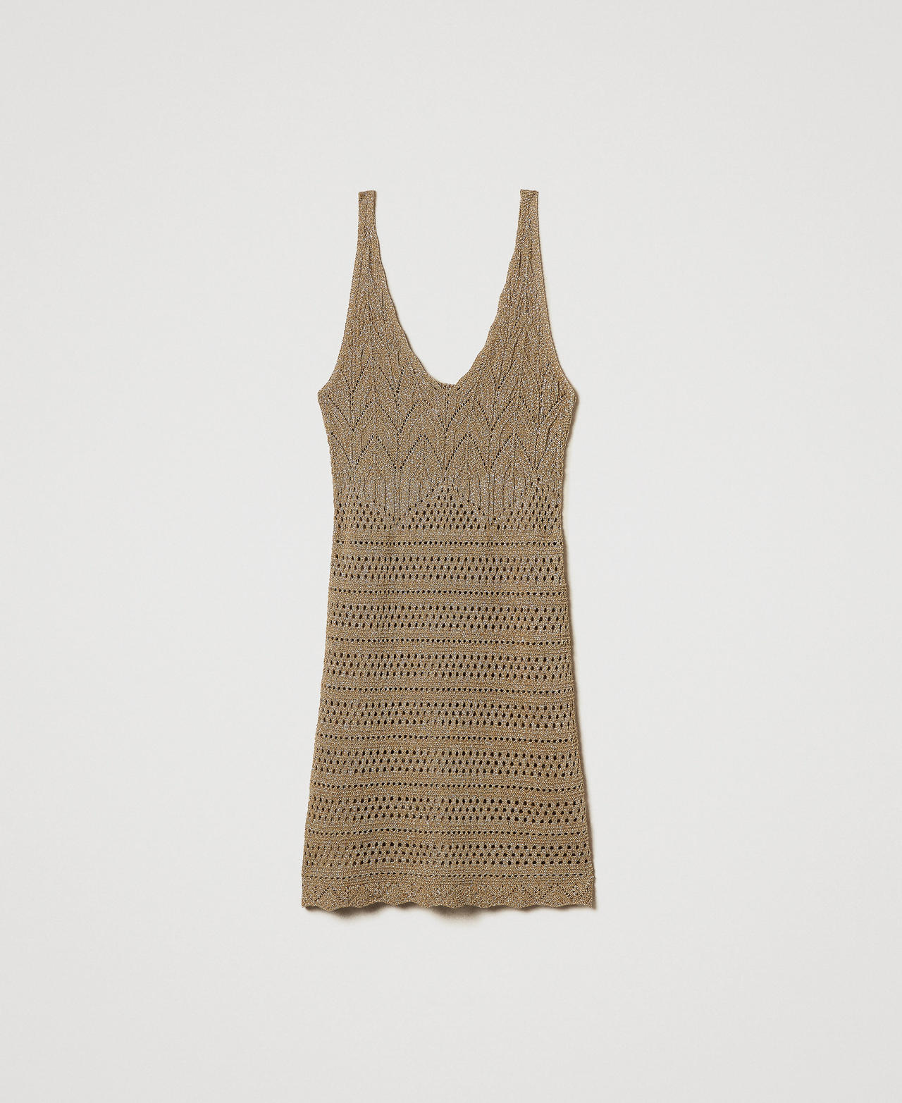 Short lurex knit dress Golden Green Lurex Woman 251TT3198_12454_0S