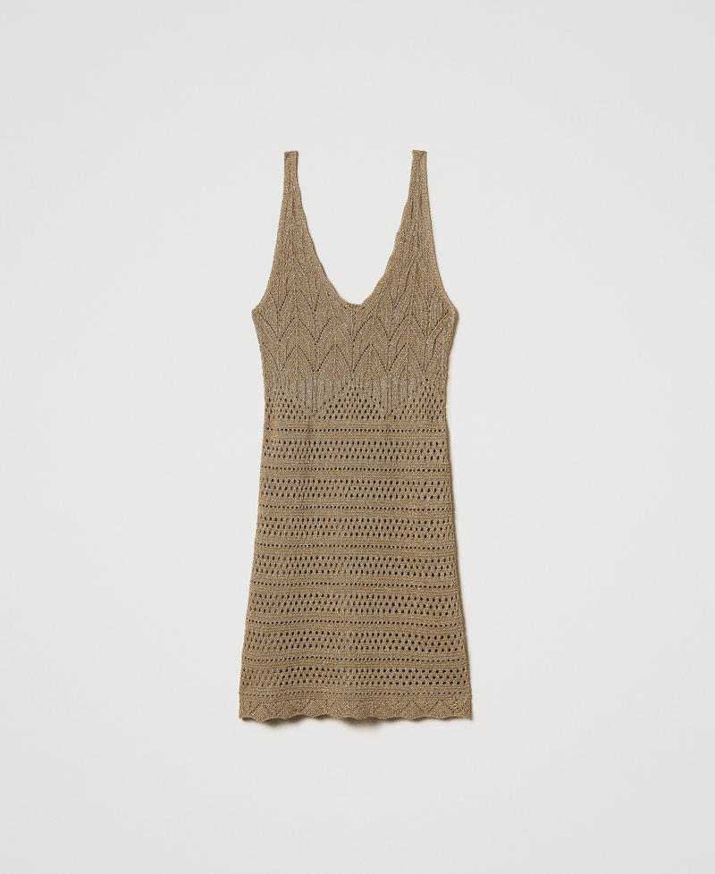 Short lurex knit dress Golden Green Lurex Woman 251TT3198_12454_0S