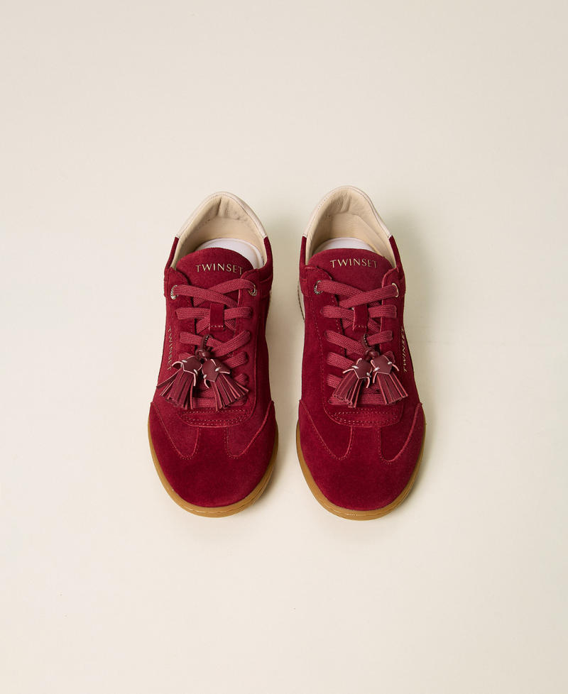 Suede trainers with tassels Indian Red Red Woman 262TCP090_00620_04