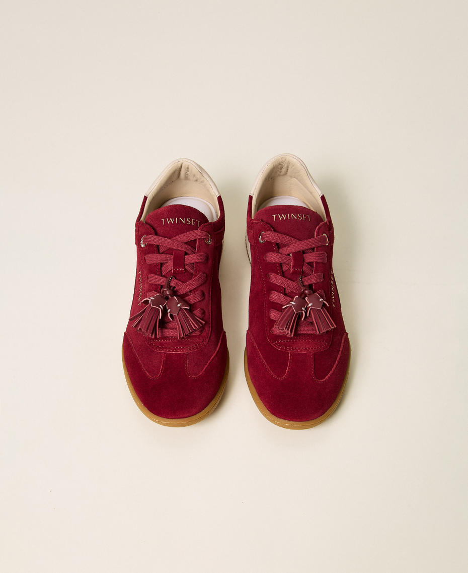 Suede trainers with tassels Indian Red Red Woman 262TCP090_00620_04