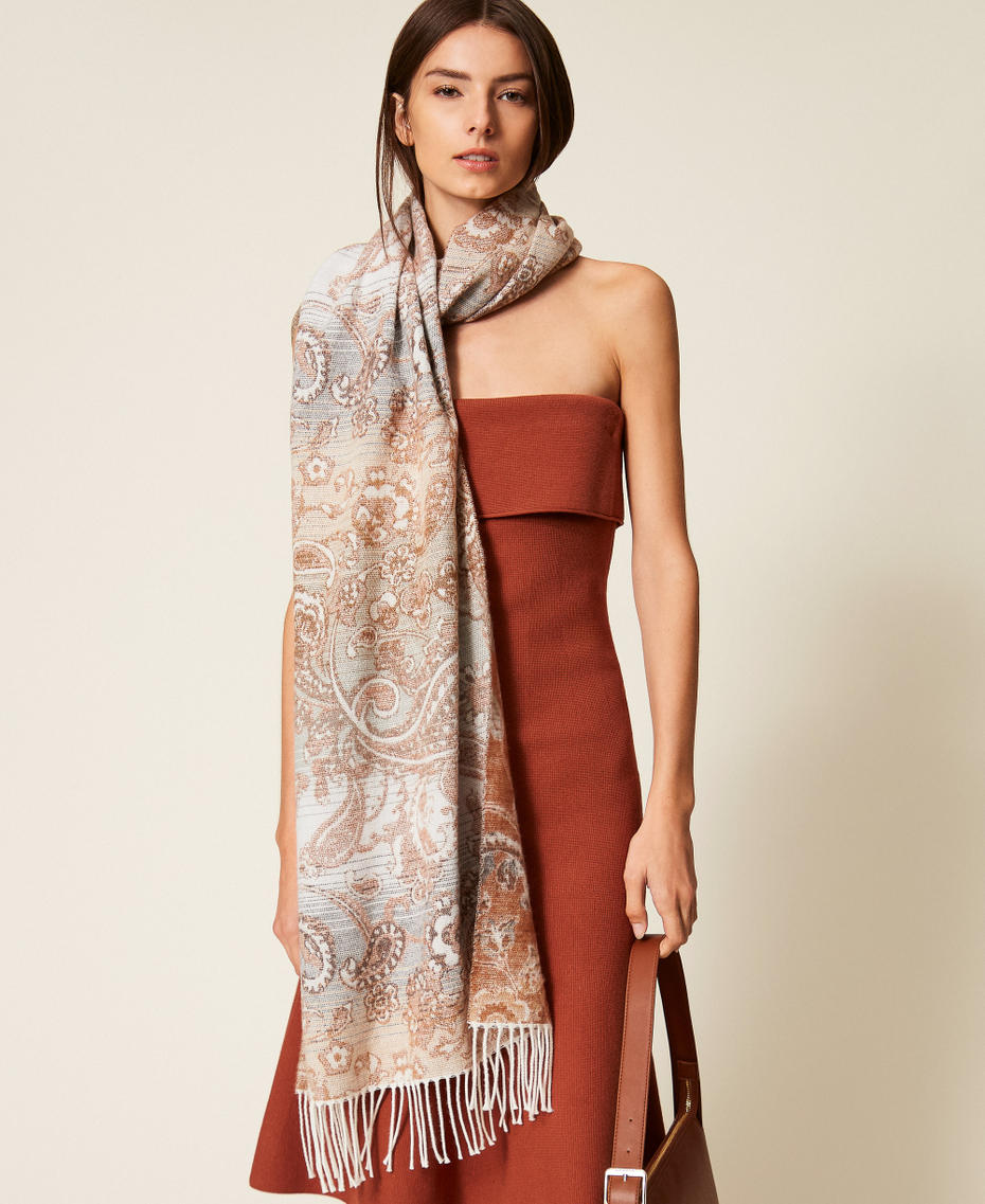 Jacquardstola mit Paisleydessin Jacquard Paisley Natural Beige Frau 252TA4400_12654_T0