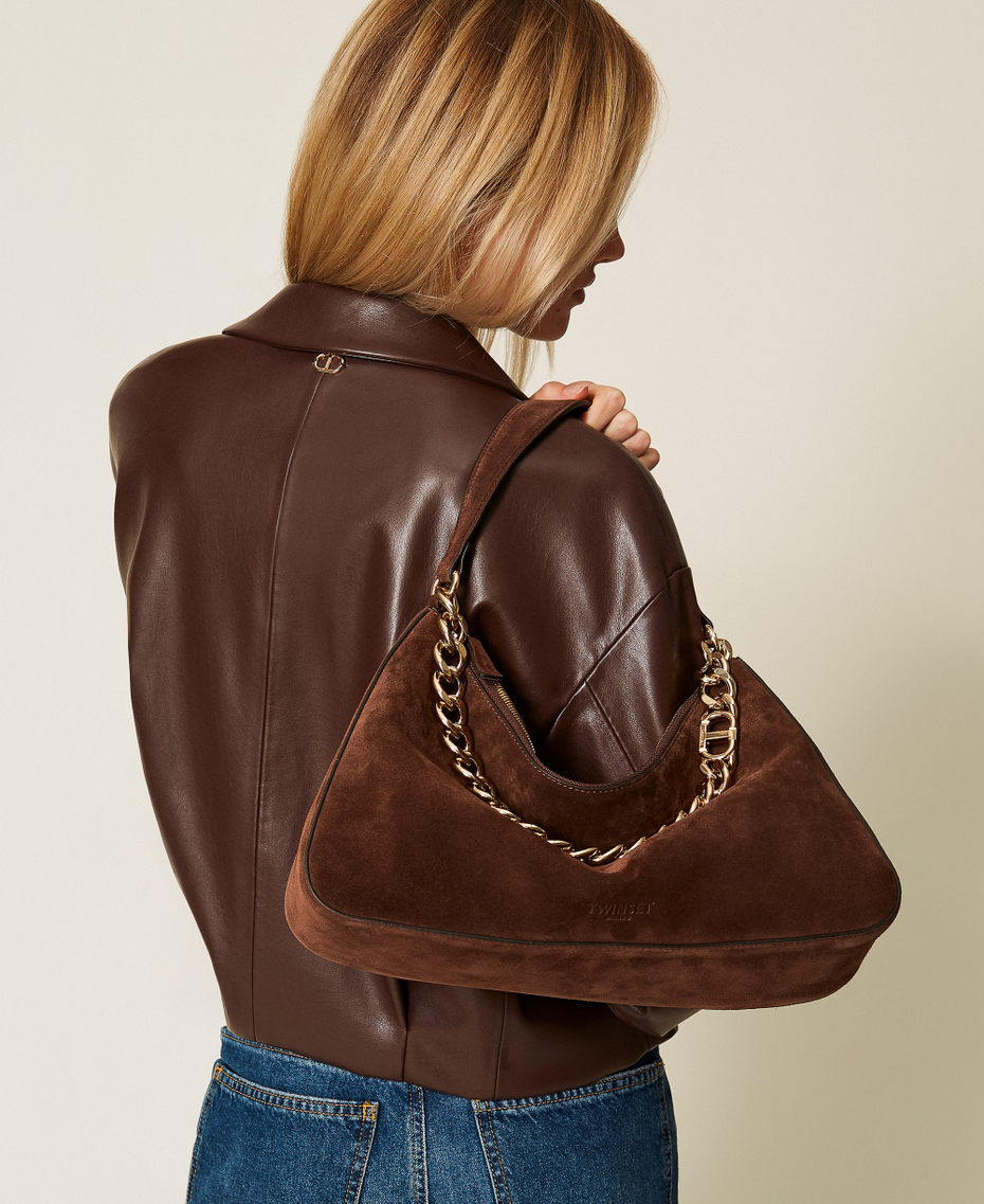 'Liliane' medium suede bag Coffee Woman 252TB7162_00203_T0