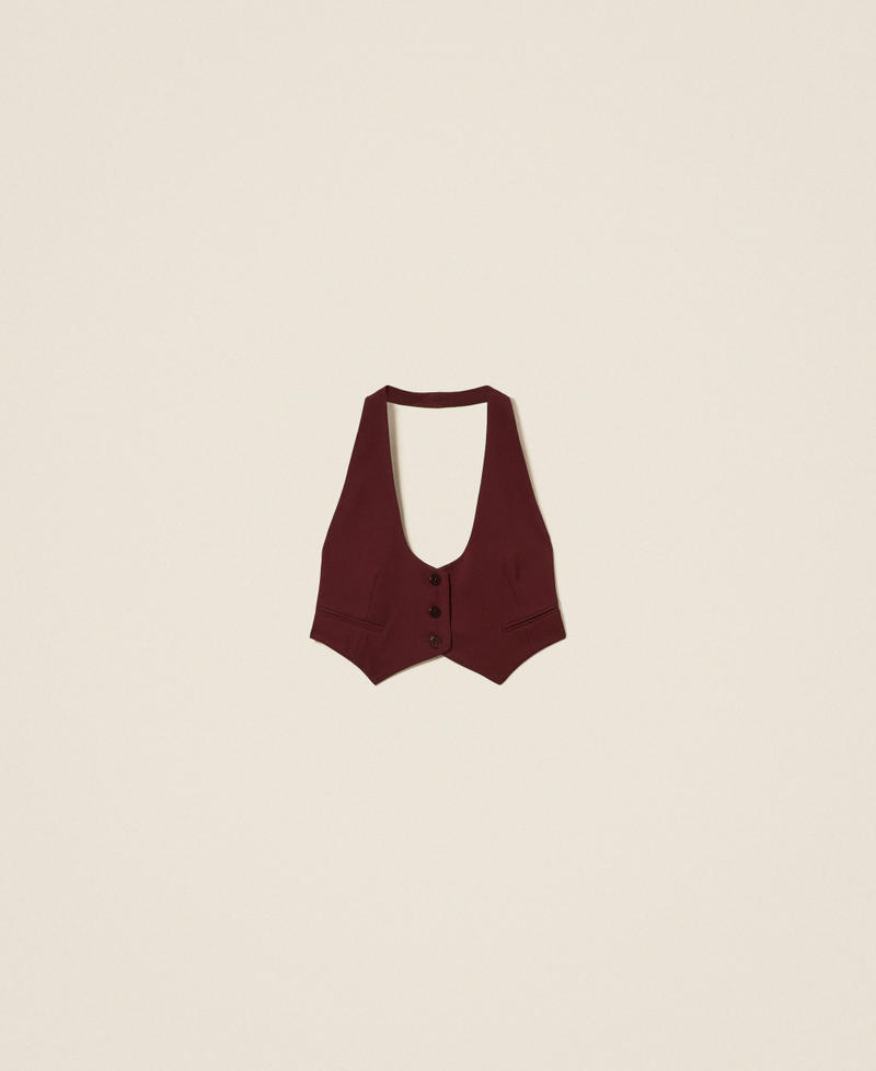 Weste aus Crêpe-Cady mit Rückengürtel „Winetasting“-Violett Frau 252TP2280_05609_S0