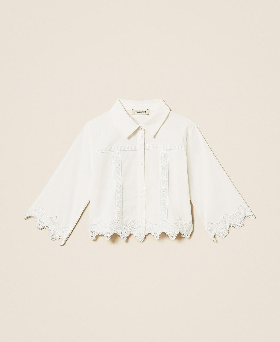 Girls' poplin shirt with lace