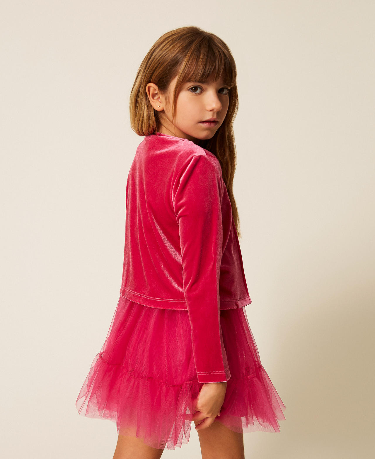 Boléro pour fille en velours avec Oval T Rose Candy Rose Fille 252GB2203_00338_03