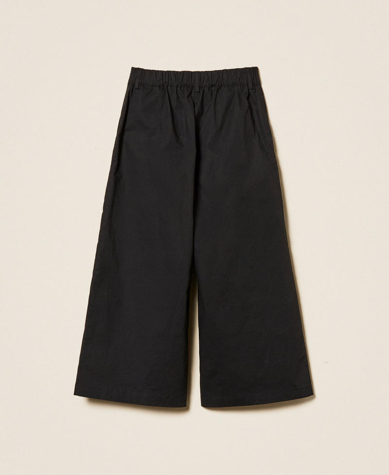 Cropped poplin trousers with studs Black Girl 261GJ2020_00006_S1