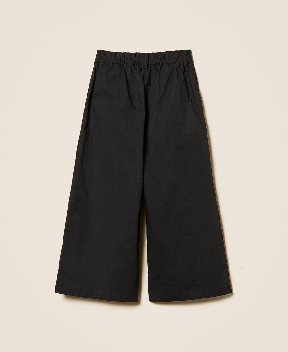 Cropped poplin trousers with studs Black Girl 261GJ2020_00006_S1
