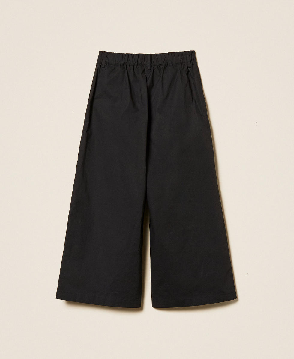 Pantalon cropped en popeline avec cabochons Noir Fille 261GJ2020_00006_S1