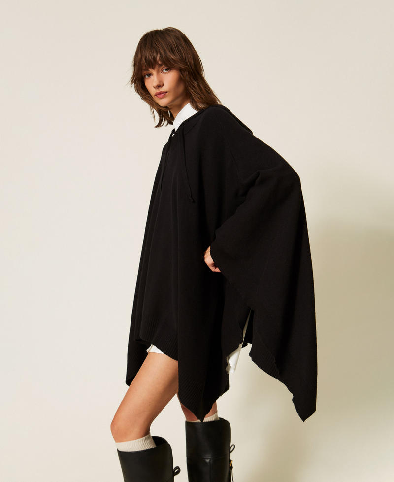 Knit cape with logo Black Woman 262LI3NEE_00006_03