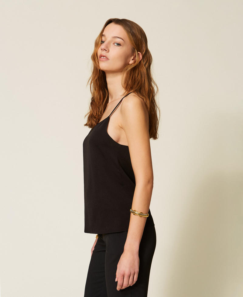 Satin top with thin shoulder straps Black Woman 261TP2492_00006_02