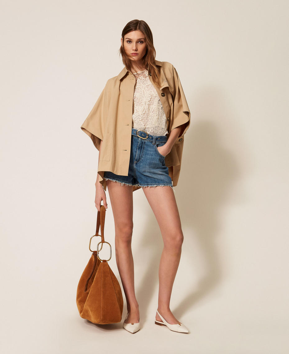 Denim shorts with belt Light Denim Woman 261TP2711_03498_T0