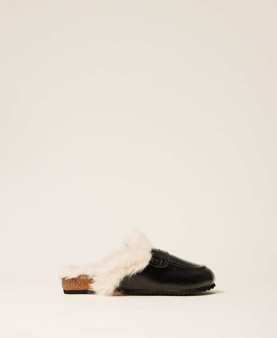 Faux fur mules Black Woman 252LLT010_00006_01
