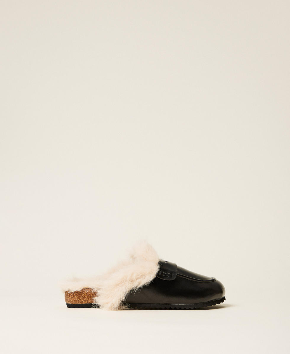 Faux fur mules Black Woman 252LLT010_00006_01
