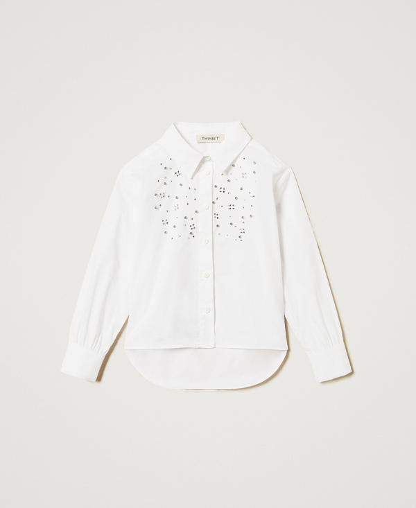 Poplin maxi shirt with embroidery