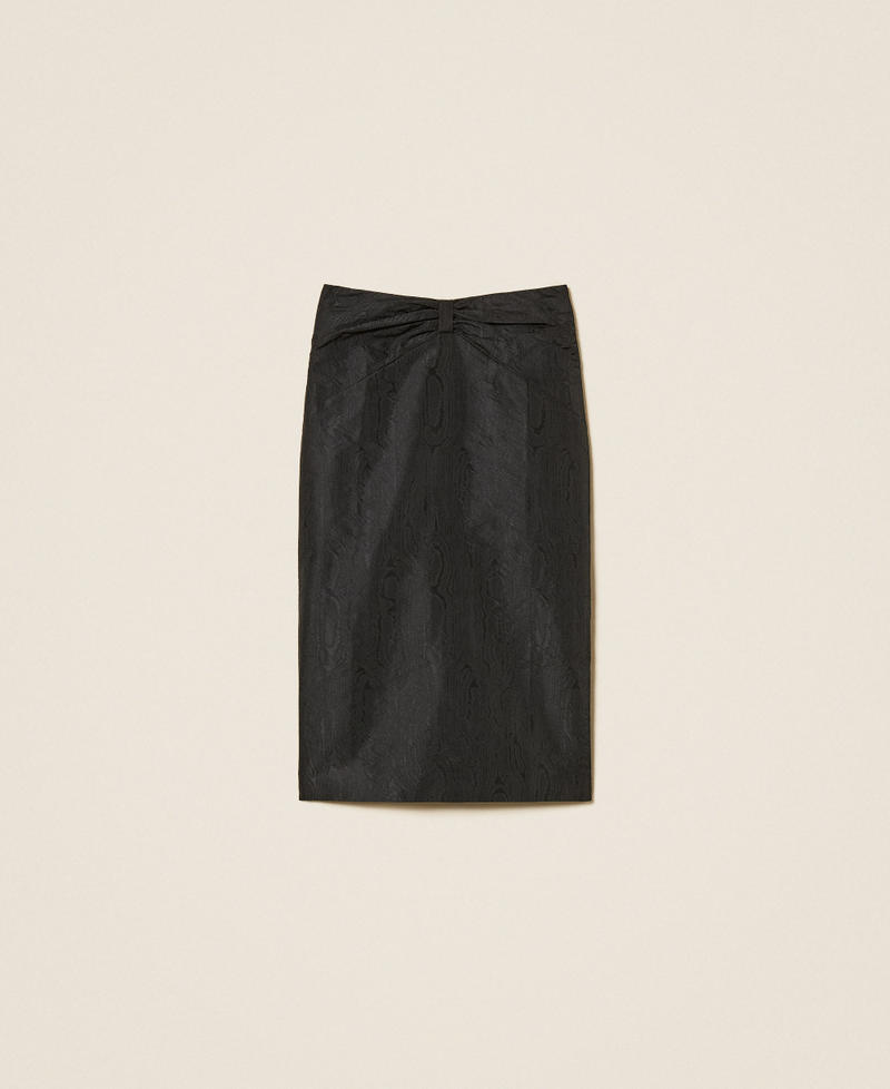 Midi moir&eacute; skirt with bow Black Woman 262TT2582_00006_S0