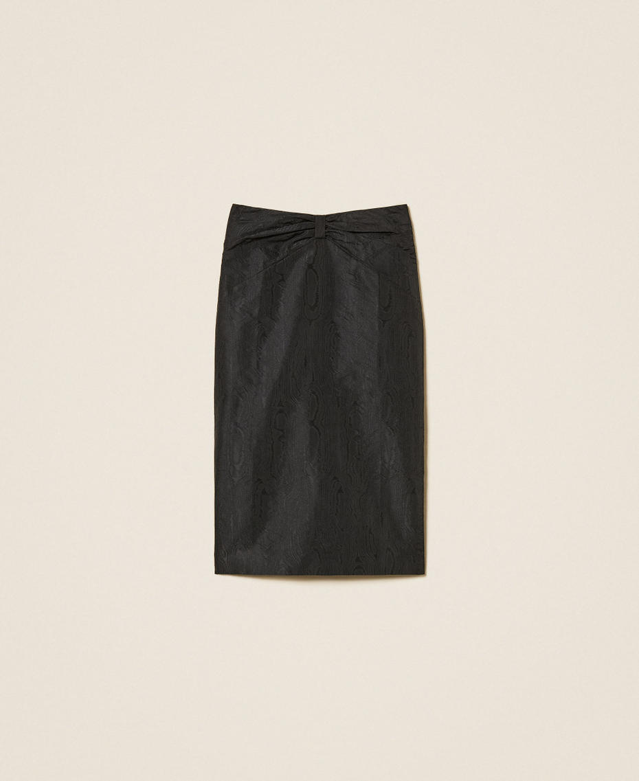 Midi moir&eacute; skirt with bow Black Woman 262TT2582_00006_S0