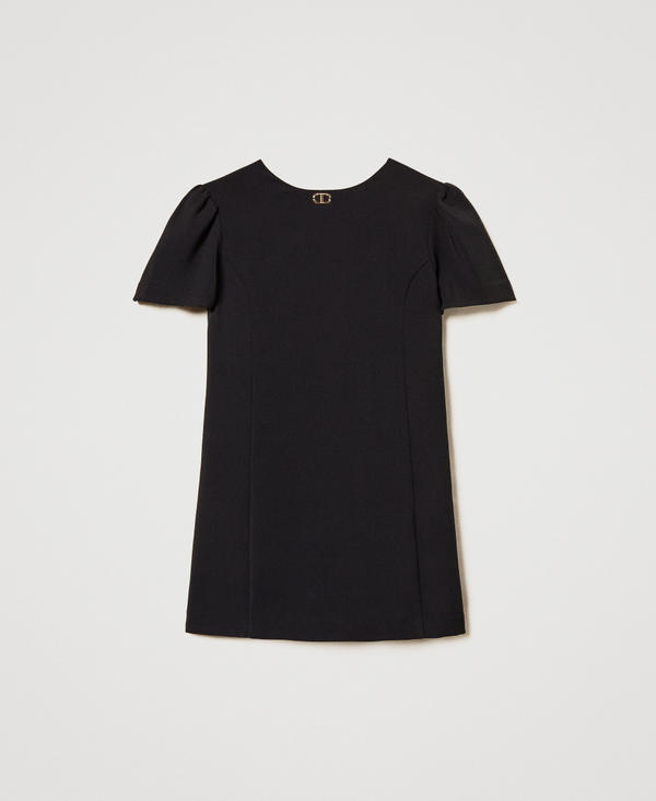 Short crêpe dress with bow